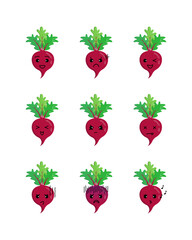 Cute beet illustration set with various expressions