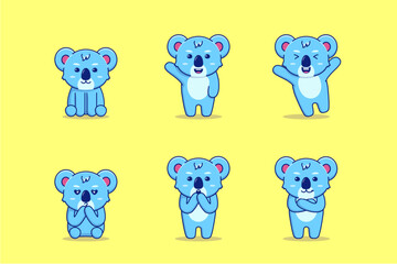 Cute koala illustration set with various activities and expressions