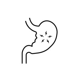 Stomach pain line and glyph icon
