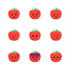 Cute tomato illsutration set with various expressions