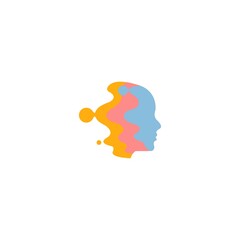 Inner child psychology concept Man's head with age layers in realistic paper cut style Vector illustration Colorful papercut human silhouette isolated on white background for psychotherapy design