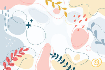 Design banner frame background .Colorful poster background vector illustration.Exotic plants, branches,art print for beauty, fashion and natural products,wellness, wedding and event.