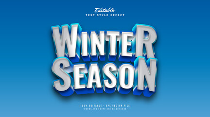 White and Blue Winter Text Style with Frost and 3D Effect. Editable Text Style Effect