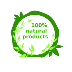 Logo Natural, organic product, eco-label.