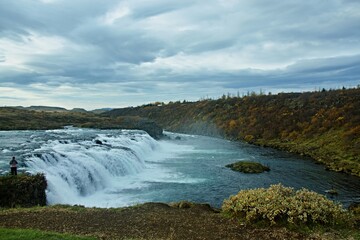 Iceland-view of the Faxi or Vatnsleysufoss waterfall on the Tungufljót river
