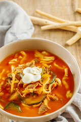 Korean gochujang noodle soup, 'jang kalguksu'