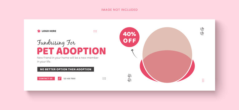 Pet care social media cover template or pet adoption facebook banner design.