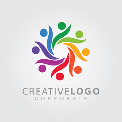 Creative concept of team symbol, abstract company logo design.