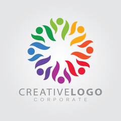 Creative together symbol, company logo concept.