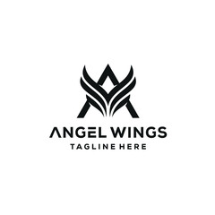 Initials letter A with Inspiring Logo Design Wings