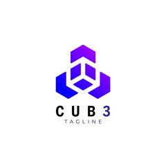 Geometric Technology Cube Logo Design Template