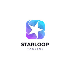 Trendy Star Looping Logo Design Template