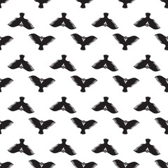 Black scary bird pattern seamless background texture repeat wallpaper geometric vector
