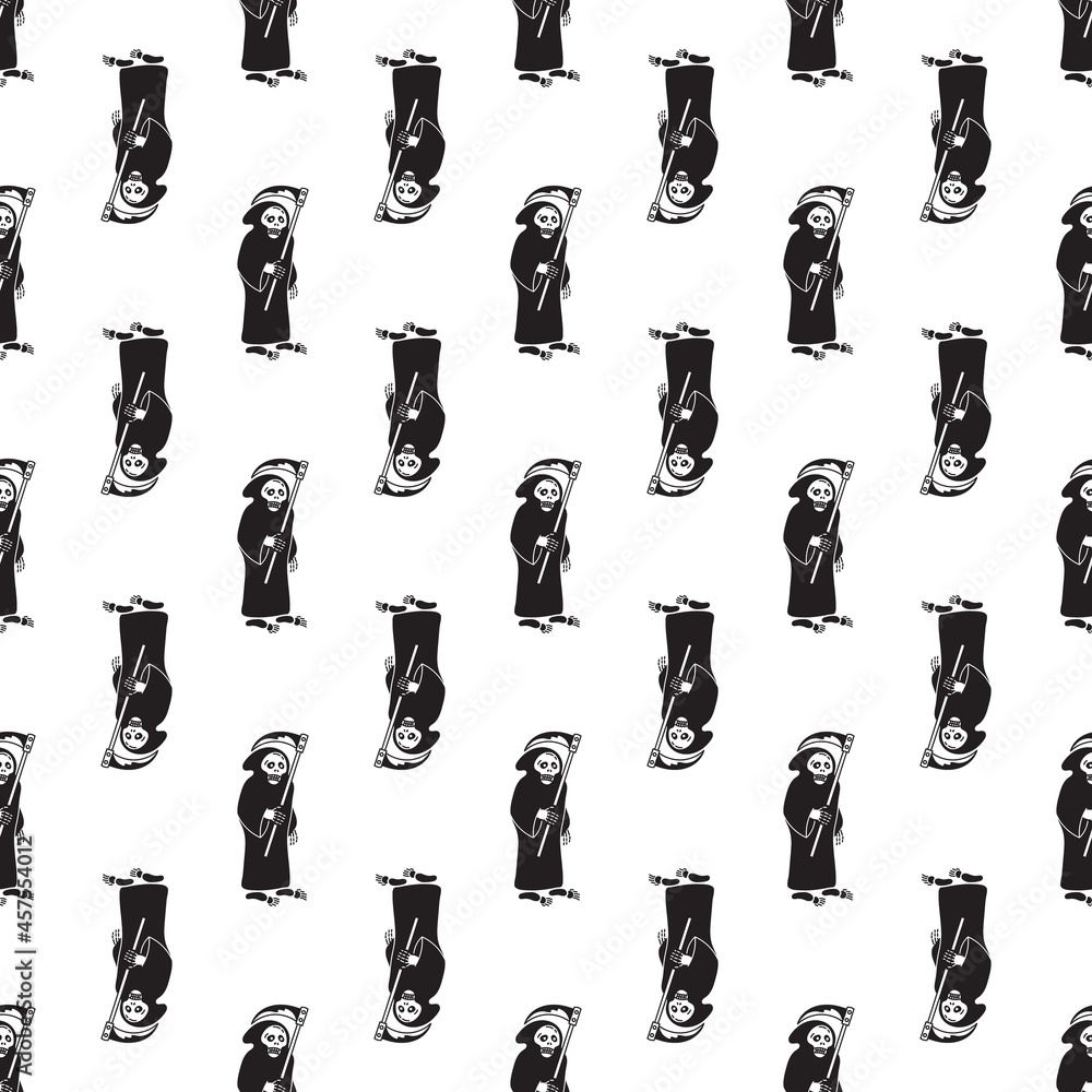Poster death with scythe pattern seamless background texture repeat wallpaper geometric vector
