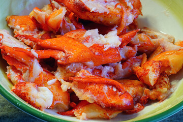 Bowl of sauteed lobster meat