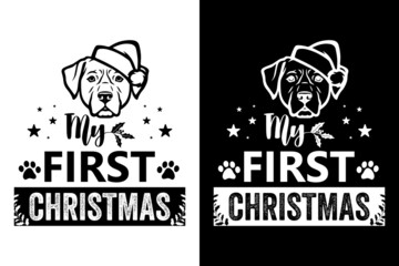 My First Christmas, Christmas Dog T shirt design