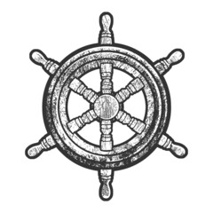 Wooden ship steering wheel sketch raster