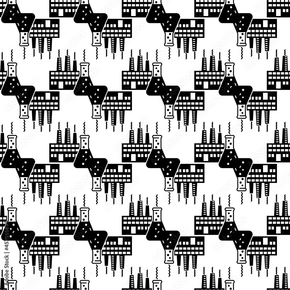 Poster chemistry flask factory pattern seamless background texture repeat wallpaper geometric vector