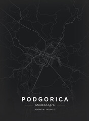 Map of Podgorica, Montenegro
