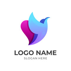 charity logo and bird design combination, vector image