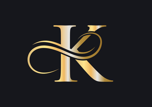 K Letter Initial Luxurious Logo Template. Premium K Logo Golden Concept. K Letter Logo with Golden Luxury Color and Monogram Design.
