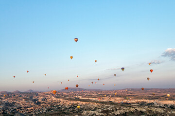 Hot air balloons flying in Cappadocia, Goreme, Turkey