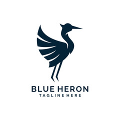 Modern minimalist blue heron logo design