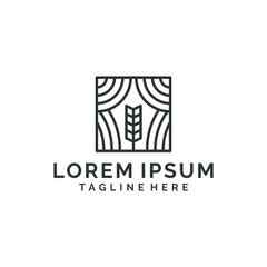 Simple minimalist line art curtain logo design