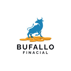 Bufallo with coin invesment logo design
