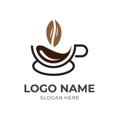 coffee logo vector with flat brown color style