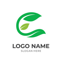 simple leaf logo design template concept vector with flat green color style