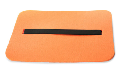 Orange foam seat mat for tourist isolated on white