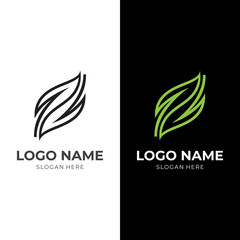 leaf logo design template concept vector with flat brown and green color style