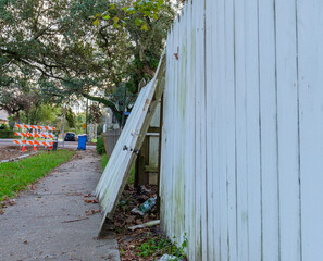 Wooden Gate Damaged by Hurricane Ida in New Orleans, Louisiana, USA