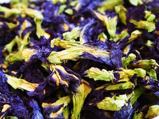 Dried Butterfly pea or Blue pea flower as background