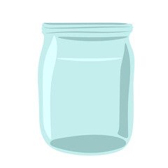 Hand-drawn  Glass jar. Empty clear glass container isolated on white background.  Vector illustration