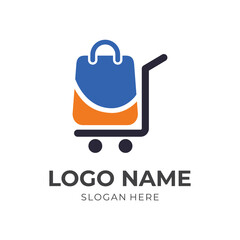 modern shopping logo design template concept vector with flat colorful style