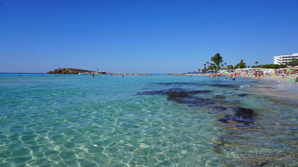 seascape summer beach hotel vacation blue clear water blue sky sun