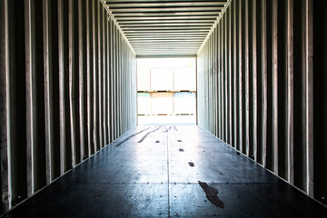 Marine and carrier insurance concept. Cargo container yard. cargo shipping container box in logistic shipping yard. colorful cargo container stacks in shipping port.
