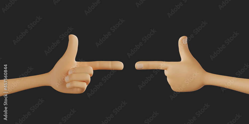 Poster 3d rendering of hands with pointing gestures on a black background