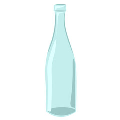 Hand-drawn   empty glass wine bottle isolated on white background.  Vector illustration