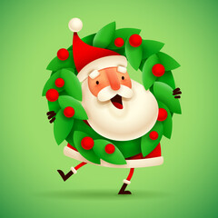 Fototapeta premium Santa Claus with a Christmas wreath