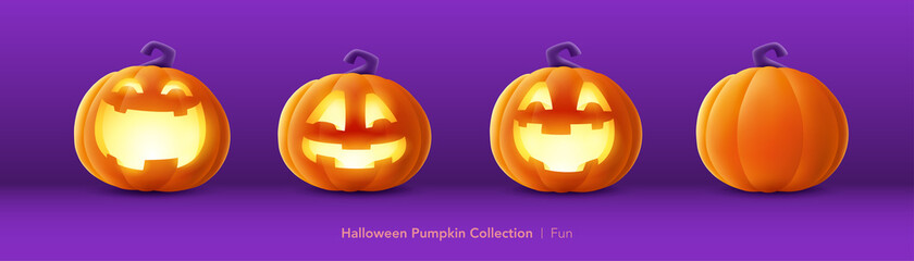 Pumpkin set of Halloween - Fun expression