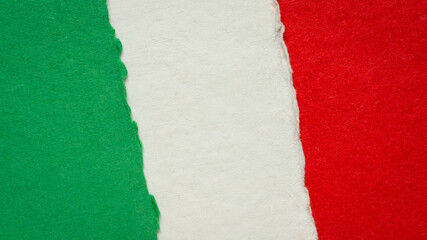 paper abstract in colors of national flag of Italy (green, white and red), collection of handmade...
