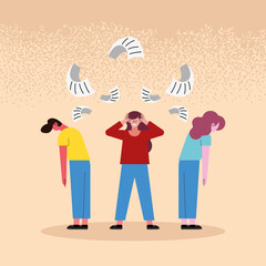 stressed girls and boy