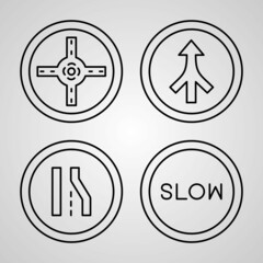 Road Signs Line Icon Set Collection of Vector Symbol in Trendy Outline Style