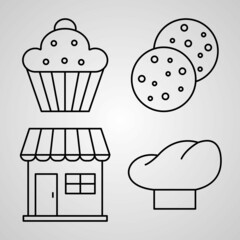 Bakery Icon Collection White Color Background