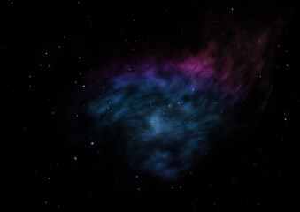 Distant flickering star array and cold cosmic nebula.