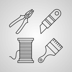 Set of Vector Line Icons of Handcrafts