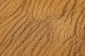 Closeup view of sand dune in desert as background